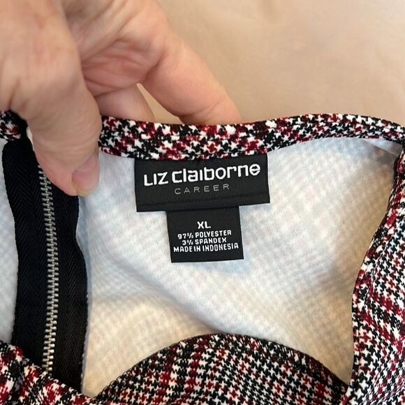 Liz Claiborne szXL red white blue sleeveless sheath ruffle detail on side EUC - Picture 10 of 11